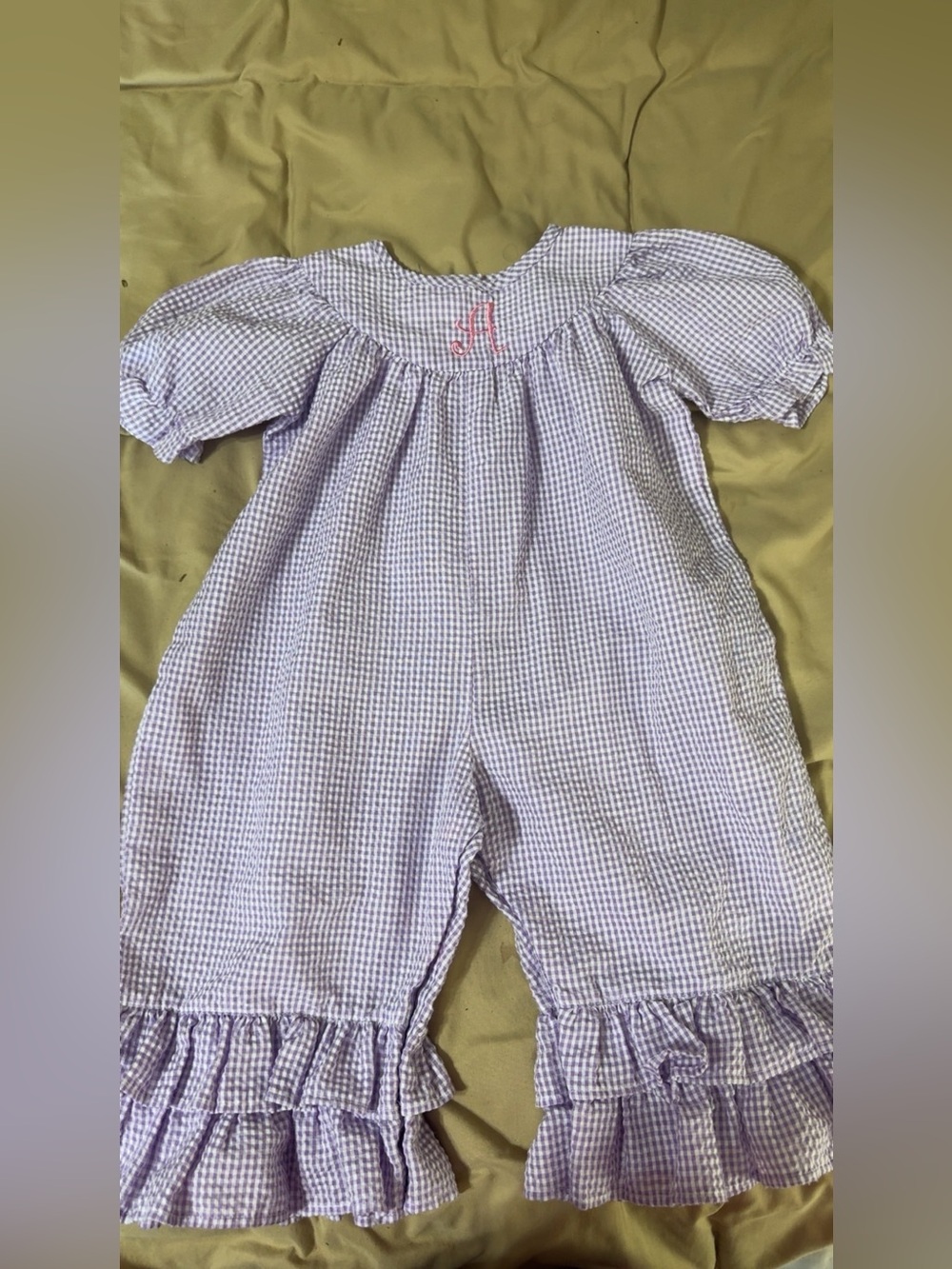 LollyWolly Lilac Gingham Infant Romper